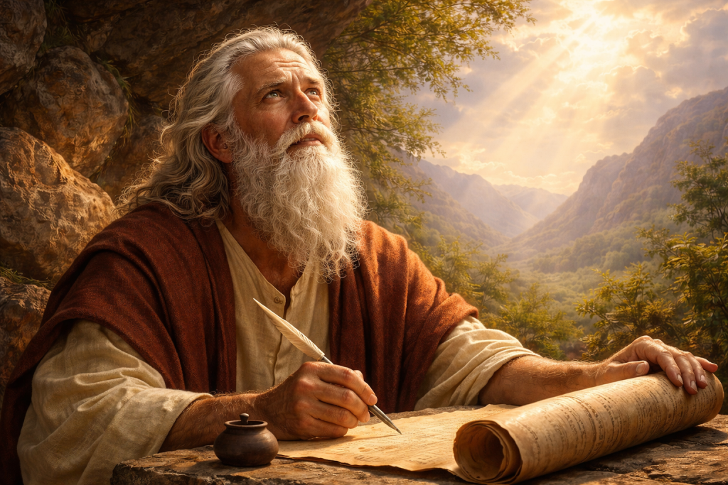 Mojżesz piszący na zwoju