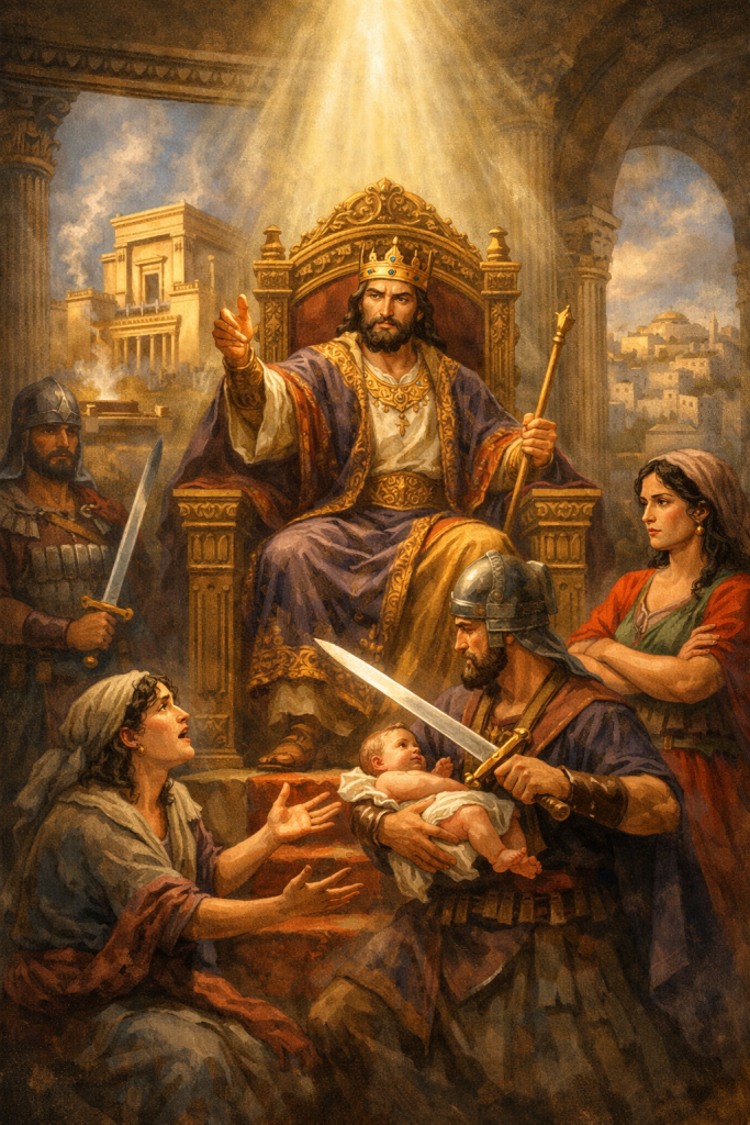 Salomon rozsądza spór dwóch kobiet